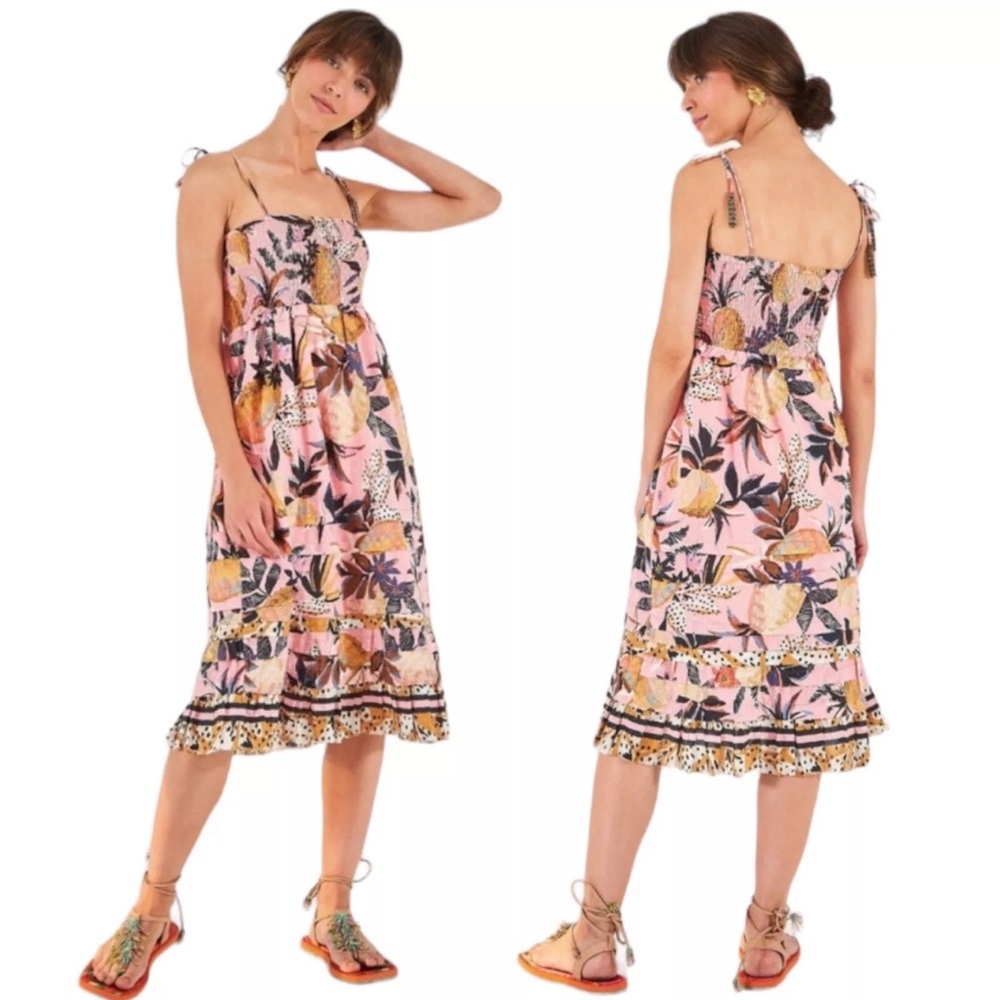 Farm Rio Pink Pineapple Midi Dress
